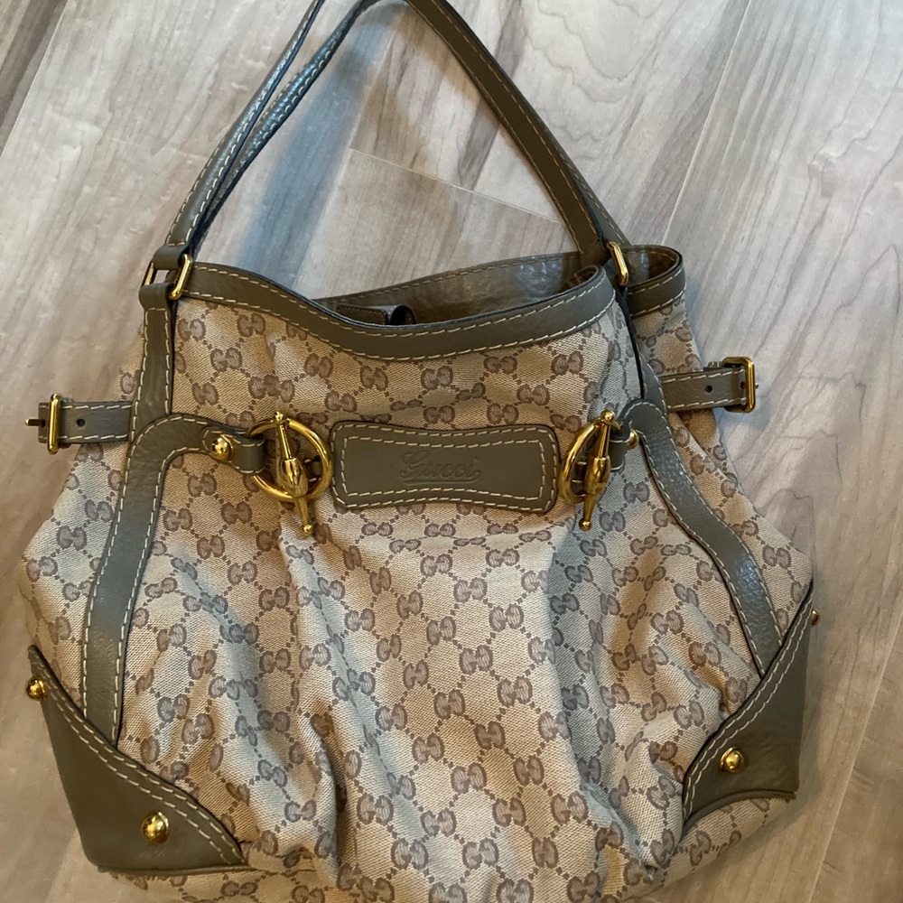 GUCCI Jockey Medium GG Canvas Monogram Tote Bag Beige 203546 - Picture 9 of 9